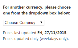Choose currency in the nisab/mahr prices tool